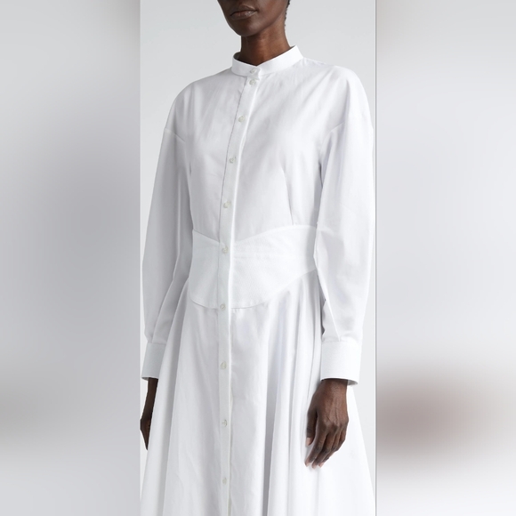 NWT Alexander McQueen White Corset Midi Shirt Dress - Picture 4 of 16